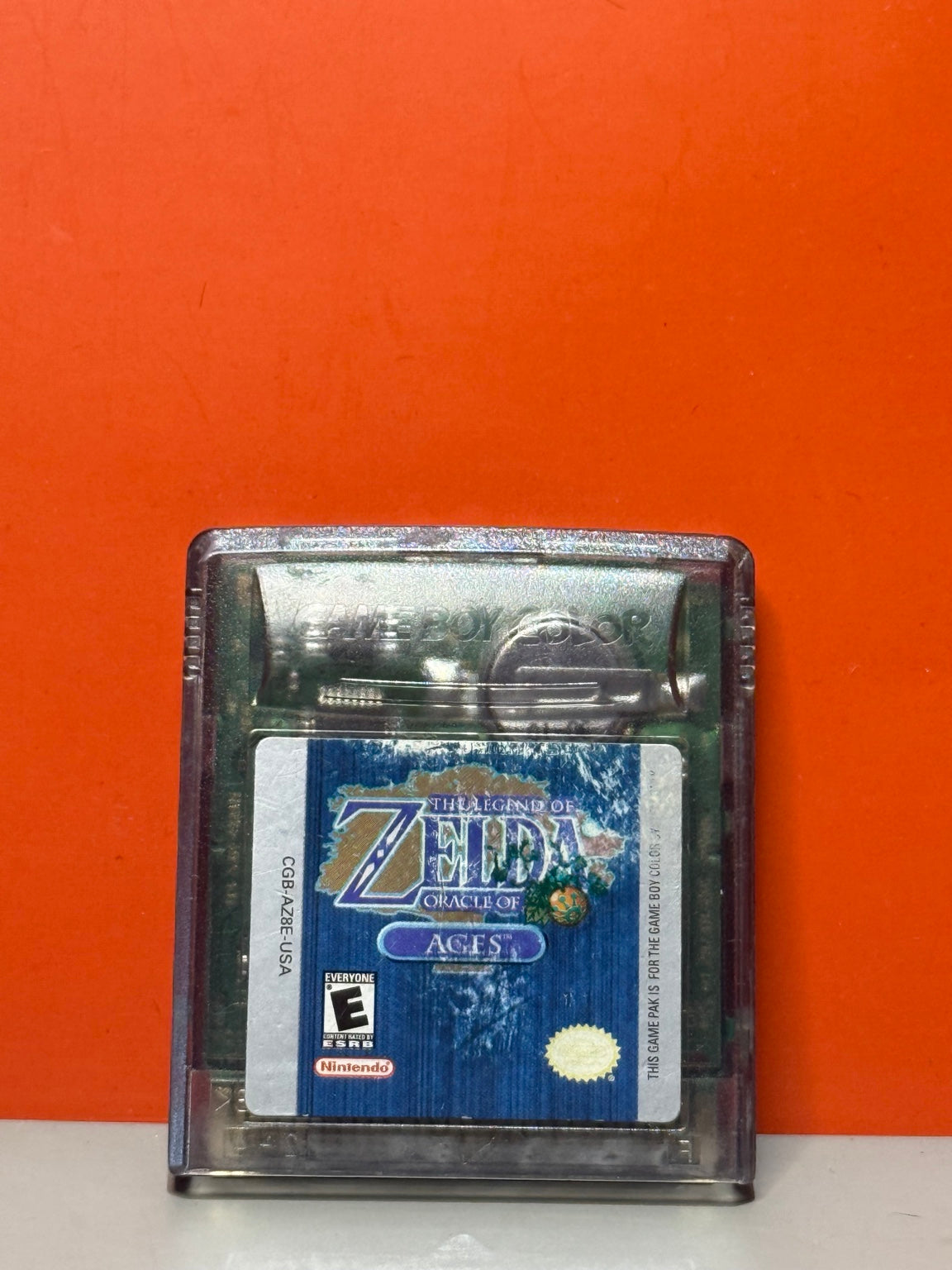 The Legend of Zelda Oracle of Ages cleaned cartridge front with visible label wear